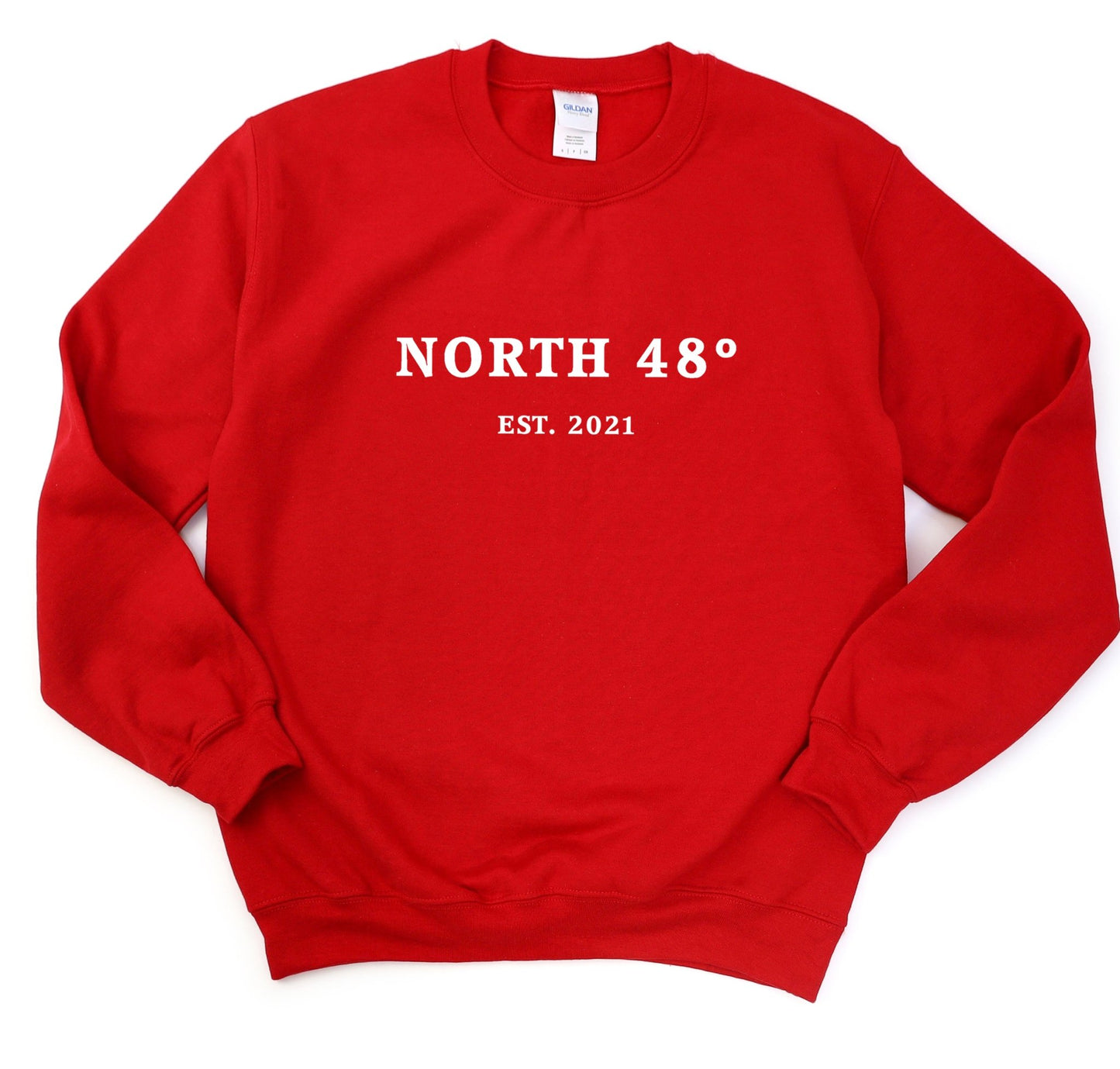 North 48° Canada Pullover Crewneck inspired by the Restigouche River, North Shore culture and the laid-back casual lifestyle.