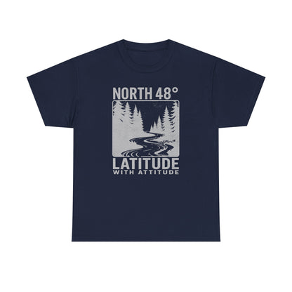 North 48° Vintage Latitude With Attitude captures the spirit of Northern NB, the Restigouche, and Canada's rugged East Coast.