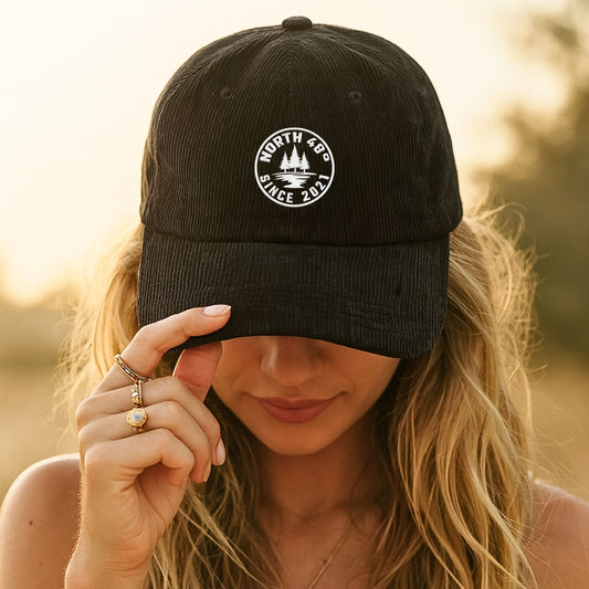 Meet your new favorite accessory: Our premium North 48° Vintage Corduroy Embroidered Hat.