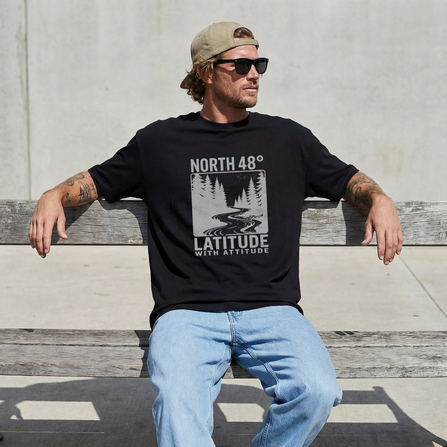 North 48° Vintage Latitude With Attitude captures the spirit of Northern NB, the Restigouche, and Canada's rugged East Coast.