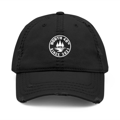 Elevate your everyday style with the Embroidered North 48°® Vintage Distressed premium Dad Cap.