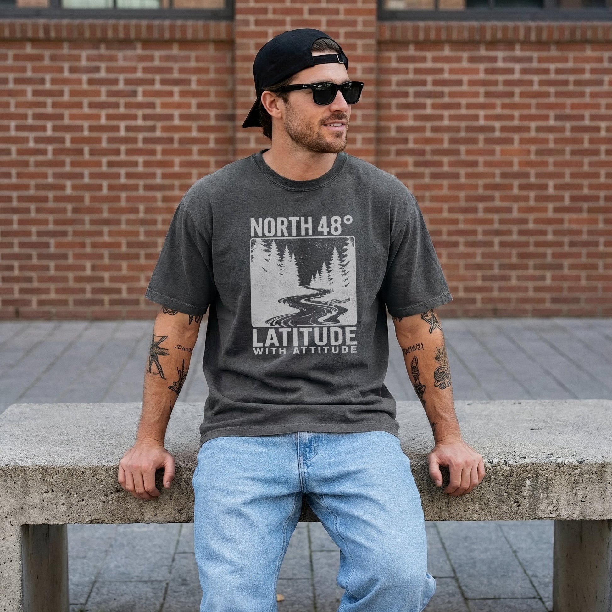 North 48° Vintage Latitude With Attitude captures the spirit of Northern NB, the Restigouche, and Canada's rugged East Coast.