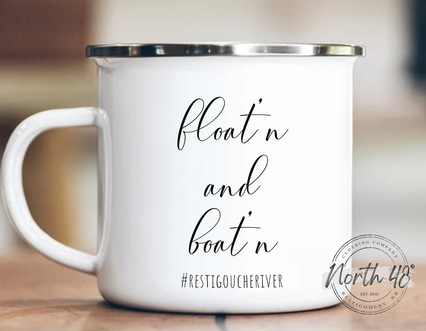 North 48° FLOAT'N AND BOAT'N Enamel Camping Coffee Mug