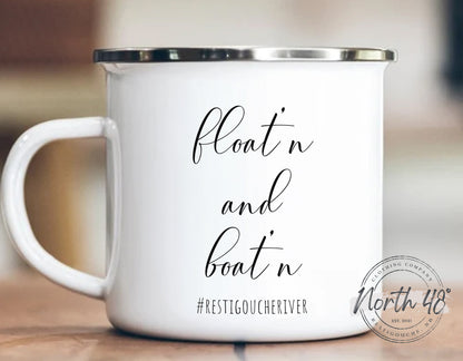 North 48° FLOAT'N AND BOAT'N Enamel Camping Coffee Mug