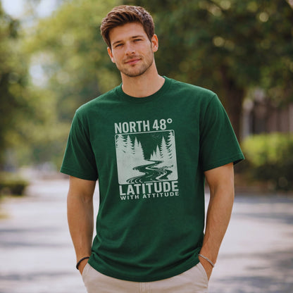 North 48° Vintage Latitude With Attitude captures the spirit of Northern NB, the Restigouche, and Canada's rugged East Coast.