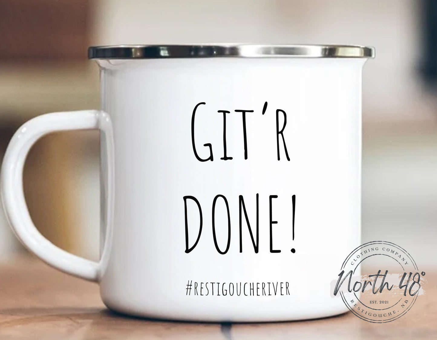 North 48° GIT'R DONE Enamel Camping Coffee Mug