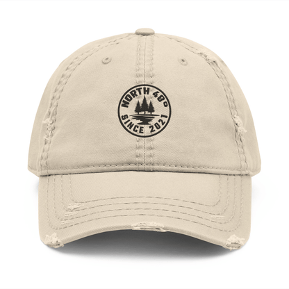 Elevate your everyday style with the Embroidered North 48°® Vintage Distressed premium Dad Cap.