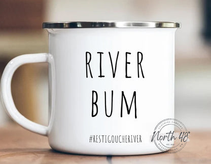 North 48° RIVER BUM Enamel Camping Coffee Mug