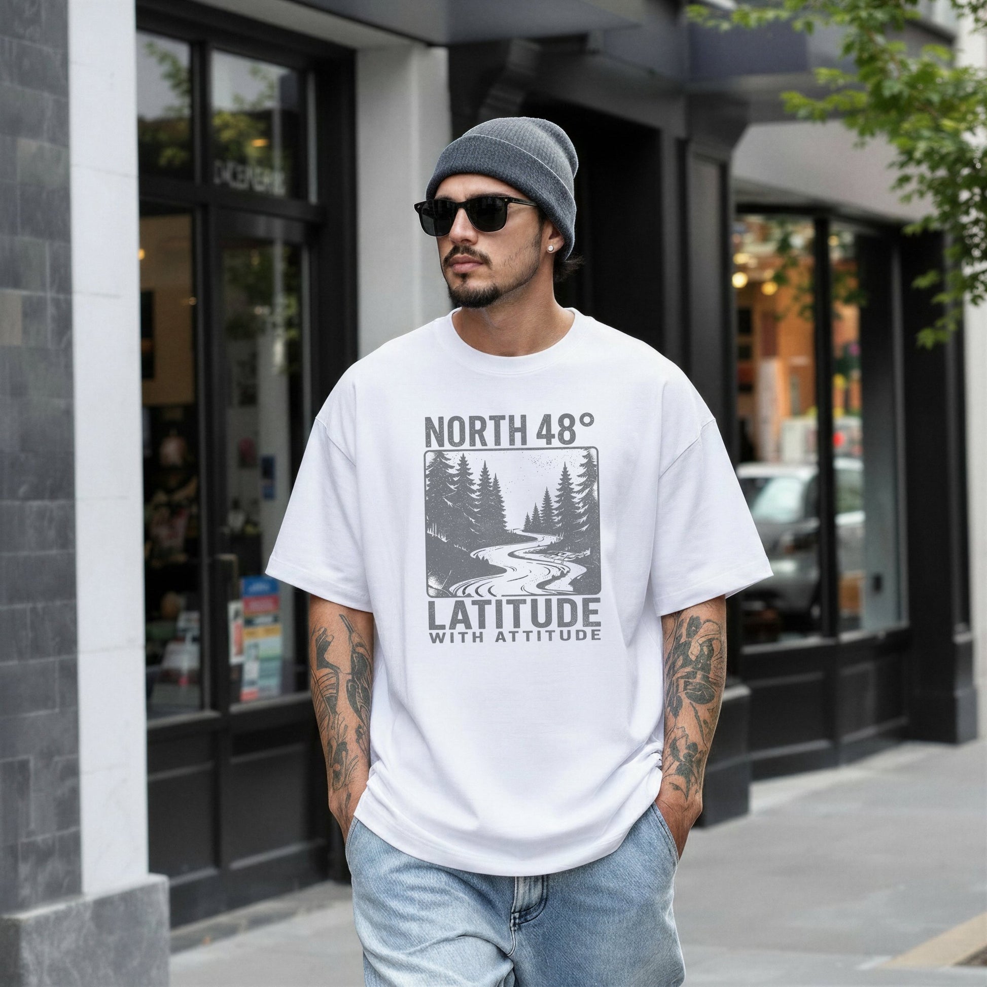 North 48° Vintage Latitude With Attitude captures the spirit of Northern NB, the Restigouche, and Canada's rugged East Coast.